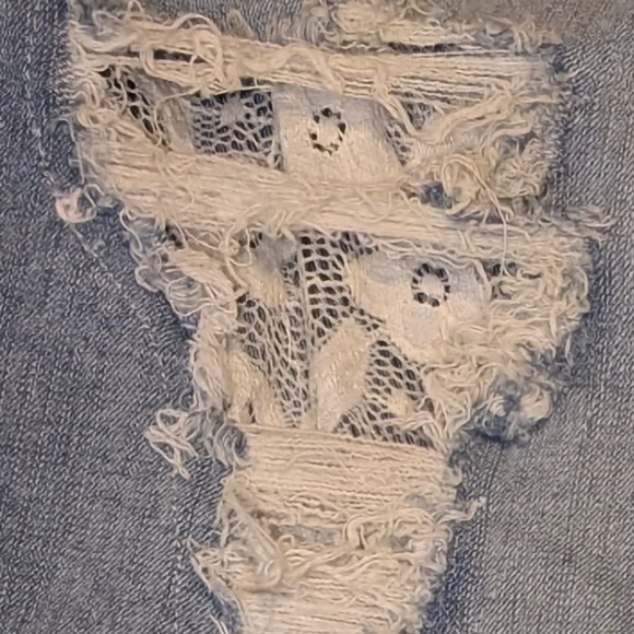 Torrid Medium Blue Ripped Boyfriend Jeans With Lace Detail - Picture 5 of 5